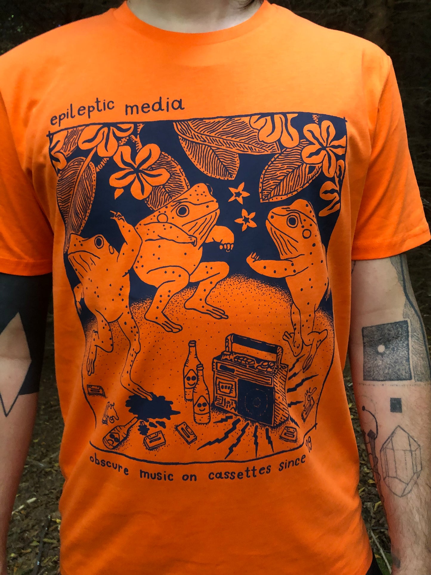 T-shirt *Frog Party* bright orange/heather grey